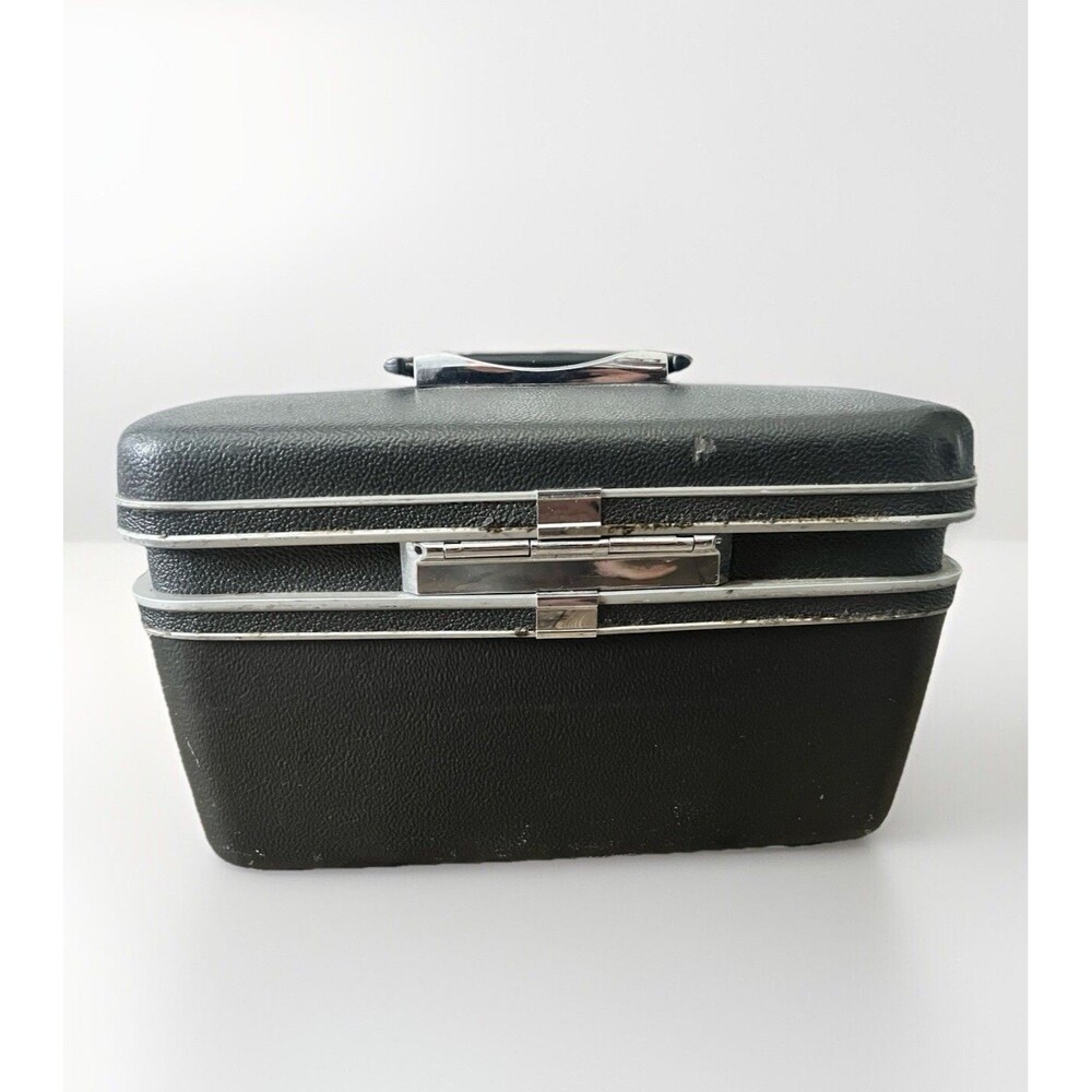 Vintage SAMSONITE Silhouette Vanity Beauty Train Case Dark GRAY 1960's